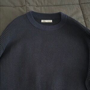 Zara Navy Ribbed Sweater